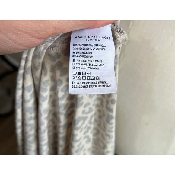 American Eagle Soft & Sexy Leopard Tunic Top Size XL Neutral Lounge Fall Chic - Picture 5 of 7